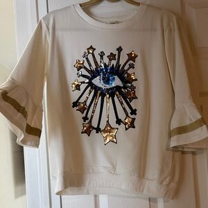 Sequin Eye & Star Top with Gold Accent